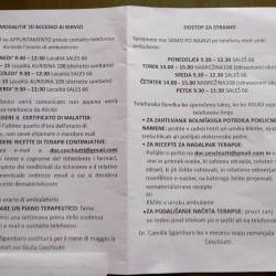 List z navodili v italijanščini in spačeni slovenščini