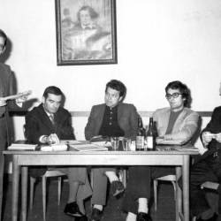 Festival Bora minibasket leta 1971, od leve voditelj Lucijan Volk, Fabiani, Sedmak, Debernardi in predsednik ŠZ Bor Dušan Košuta