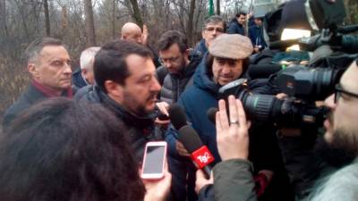 Matteo Salvini pri fojbi v Bršljanovki ob cesti med Opčinami in Colom (FOTODAMJ@N)