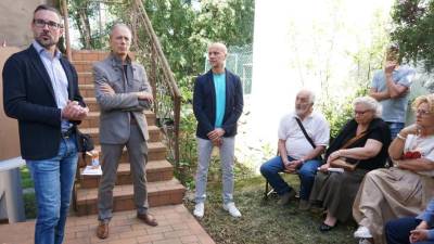 Z leve Marco Jarc, Lamberto Soranzio in Peter Ferfoglia na predstavitvi v Doberdobu (BUMBACA)