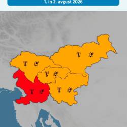Vremensko opozorilo za soboto, 1. avgusta, in nedeljo, 2. avgusta (ARSO)