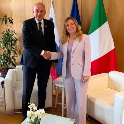 Janez Janša in Giorgia Meloni na arhivskem posnetku