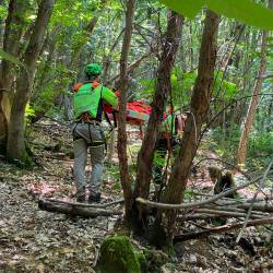 Gorski reševalci so kolesarja ponesli do rešilca