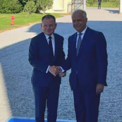 Notranja ministra Slovenije ter Italije Franci Matoz in Matteo Piantedosi (Foto Vonci)
