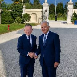 Notranja ministra Slovenije ter Italije Franci Matoz in Matteo Piantedosi (Foto Vonci)