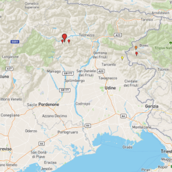 Zemljevid z epicentrom potresa jugovzhodno od Tolmeča (OGS)