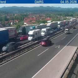 Viadukt Verd proti Ljubljani ob 16.23, kmalu po ponovnem odprtju (SPLETNA KAMERA DARS)