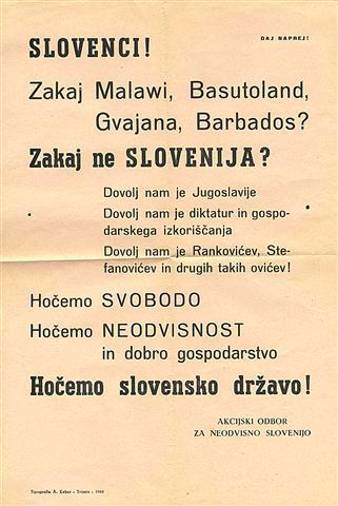 Letak, ki ga je Jeza zatikal za brisalce jugoslovanskih avtomobilov v Trstu