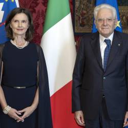 Veleposlanica Melita Gabrič in italijanski predsednik Sergio Mattarella