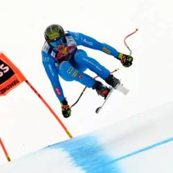 Italijanski smučar Giovanni Franzoni je zmagovalec današnjega smuka v Kitzbühelu (ANSA)