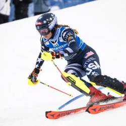 Zmagovalka Mikaela Shiffrin (ANSA)