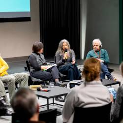 Okrogla miza je potekala dvojezično, vodila jo je Klavdija Figelj (GO!2025)