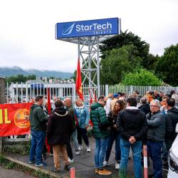 Ponedeljkov protest pred tovarno StarTech (LUCA TEDESCHI/FOTODAMJ@N)