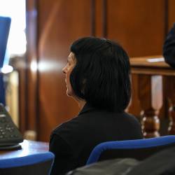 Erika Podmenich v sodni dvorani (Arhivski posnetek)
