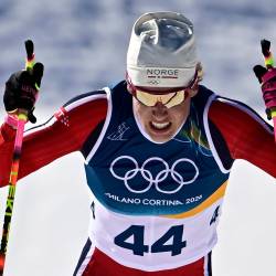 Norveški zvezdnik smučarskega teka Johannes Klaebo (ANSA)