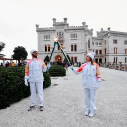 Olimpijsko baklo so sprejeli v Miramaru (LUCA TEDESCHI/FOTODAMJ@N)