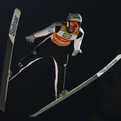 Domen Prevc na današnji tekmi (ANSA)