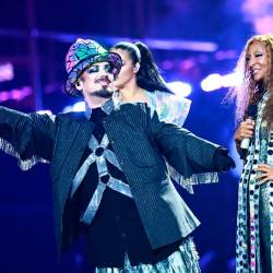 Zvezdnik Boy George je z italijansko pevko Senhit nastopal za San Marino (ANSA)