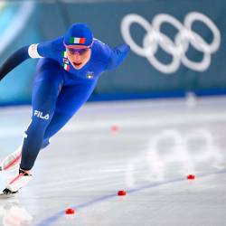 Francesca Lollobrigida je v hitrostnem drsanju osvojila drugo zlato medaljo (ANSA)