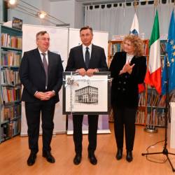 Predsednik Republike Slovenije Borut Pahor s predsednikoma SKGZ in SSO Ksenijo Dobrilo in Walterjem Bandljem (FOTODAMJ@N)