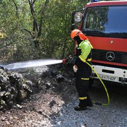Gasilec med gašenjem, slika je simbolna