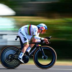 Zmagovalec vožnje na čas Remco Evenepoel (ANSA)