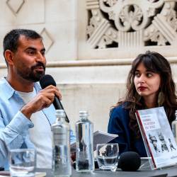 Avtor Fazal Rahim Farahi med pogovorom z Eleonoro Ferrari (FOTODAMJ@N)