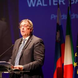 Dosedanji predsednik SSO Walter Bandelj na občnem zboru v Gorici (TIBALDI)