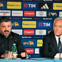 Italijanski selektor Gennaro Gattuso in predsednik FIGC Gabriele Gravina (ANSA)