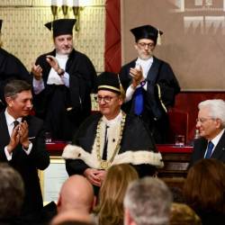 Borut Pahor, rektor Di Lenarda in Sergio Mattarella na tržaški univerzi (TEDESCHI/FOTODAMJ@N)