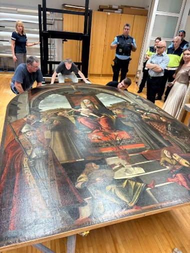 Carpaccieva slika je v Restavratorskem centru v Ljubljani od 8. septembra (ZVKDS/FACEBOOK)