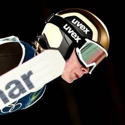 Nika Prevc na današnji tekmi (ANSA)