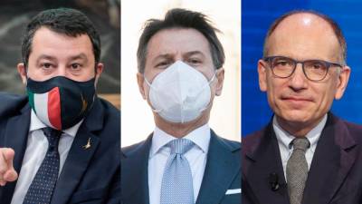 Z leve Matteo Salvini, Giuseppe Conte in Enrico Letta