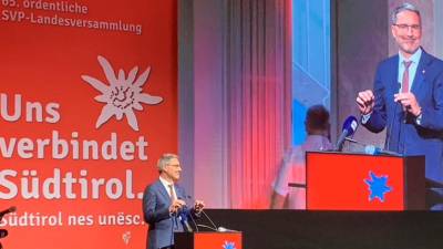 Na kongresu SVP je govoril tudi predsednik bocenskke pokrajine Arno Kompatscher (ALTO ADIGE)