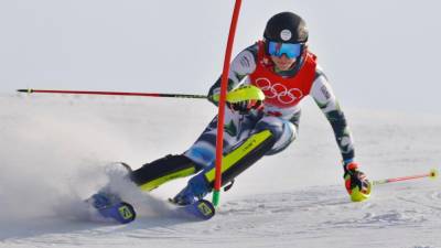Novogoričanka Ana Bucik med olimpijskim slalomom (ANSA)