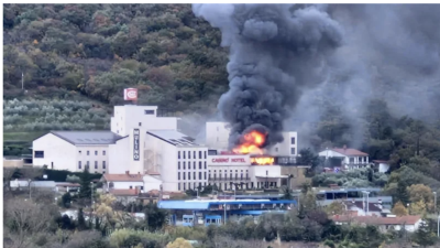 Požar v igralnici Mulino ob meji v Sečovljah (BRUNO KUZMIN/PRIMORSKE NOVICE)