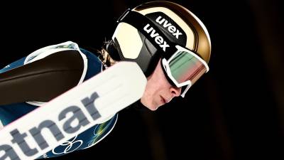 Nika Prevc na današnji tekmi (ANSA)