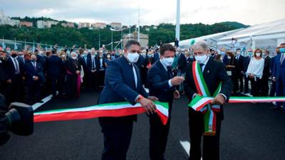 Slavnostno odprtje novega viadukta San Giorgio (ANSA)