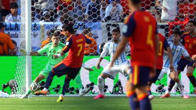 Tako je Ferran Torres zadel zmagoviti gol za Španijo (CHRISTOPHER NEUNDORF / ANSA)