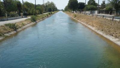 Med lanskim poletjem je bil kanal med Gorico in Faro poln vode, medtem ko je bila struga reke Soče popolnoma suha (BUMBACA)