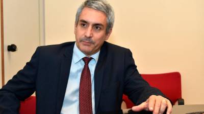 Zdaj že bivši predsednik tržaškega občinskega sveta Marco Gabrielli med obiskom v uredništvu Primorskega dnevnika leta 2016 (FOTODAMJ@N)