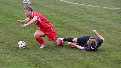 Nogometaši Krasa (na fotografiji Samuel Ferluga) so tesno izgubili proti tržiški ekipi UFM (FOTODAMJ@N)