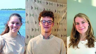 Z leve maturantka Nastja Tomsic, dijak Martin Kits Nieuwenkamp in maturantka Anika Civardi