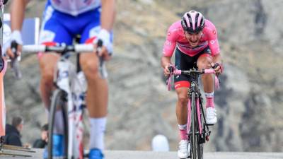 Jan Polanc zadržal rožnato majico (ANSA)