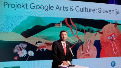 Predstavitve projekta Google Arts &amp; Culture: Slovenija se je udeležil tudi predsednik Borut Pahor (DANIEL NOVAKOVIČ/STA)