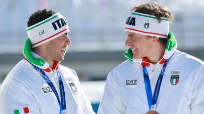 Italijanska smučarska tekača Elia Barp in Federico Pellegrino (ANSA)