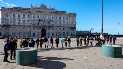 Protest proti oddajniku v Vižovljah pred tržaško prefekturo (FOTODAMJ@N)