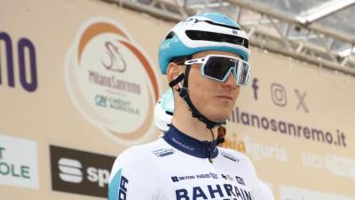 Matej Mohorič pred startom dirke Milano - Sanremo (ANSA)