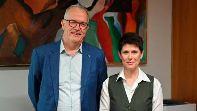 Predsednik ZKB Trst Gorica Adriano Kovačič in direktorica Emanuela Bratos (FOTODAMJ@N)