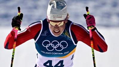 Norveški zvezdnik smučarskega teka Johannes Klaebo (ANSA)